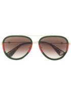 Gucci Eyewear Aviator Metal Temple Sunglasses - Green