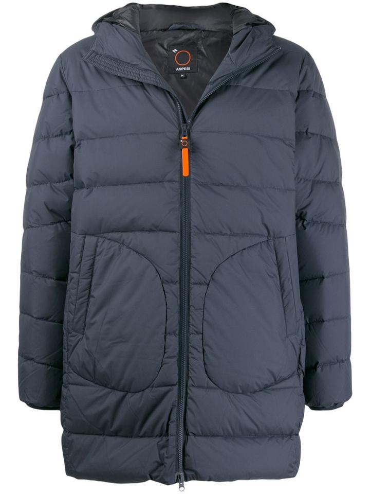Aspesi Zipped Hooded Coat - Blue