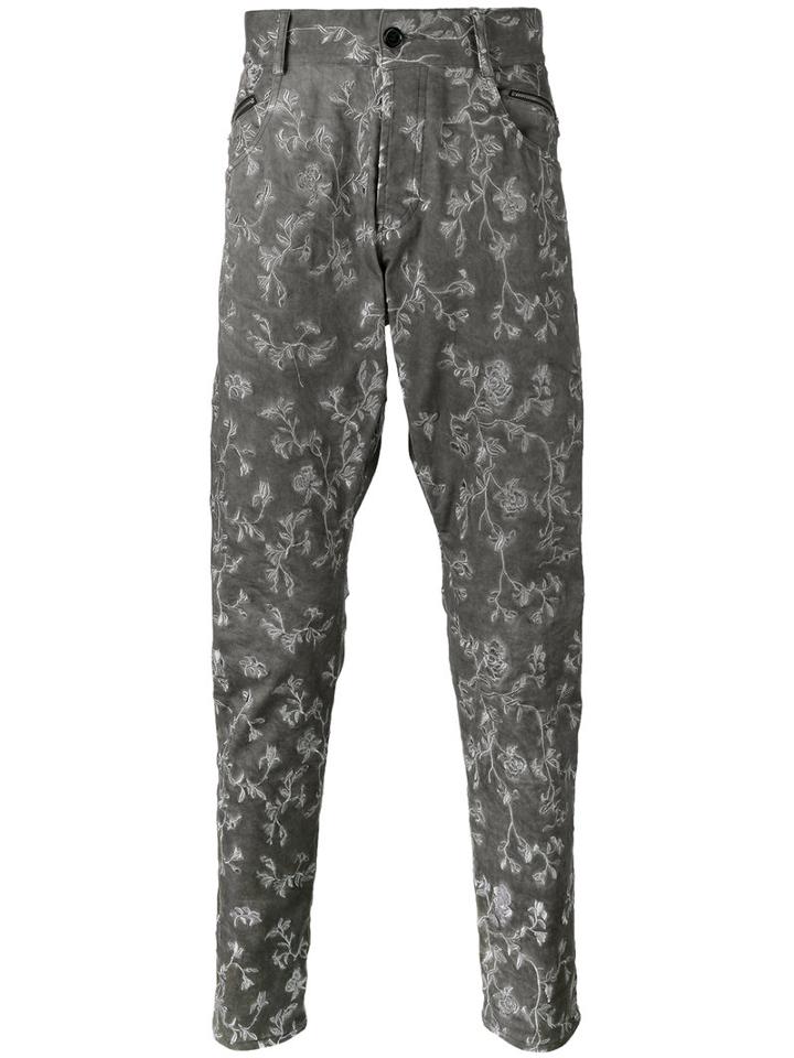 Unconditional - Embroidered Drop Crotch Jeans - Men - Cotton/spandex/elastane - S, Grey, Cotton/spandex/elastane