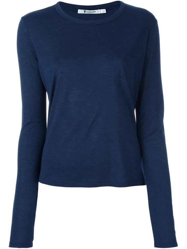 T By Alexander Wang Longsleeved T-shirt, Women's, Size: Small, Blue, Rayon