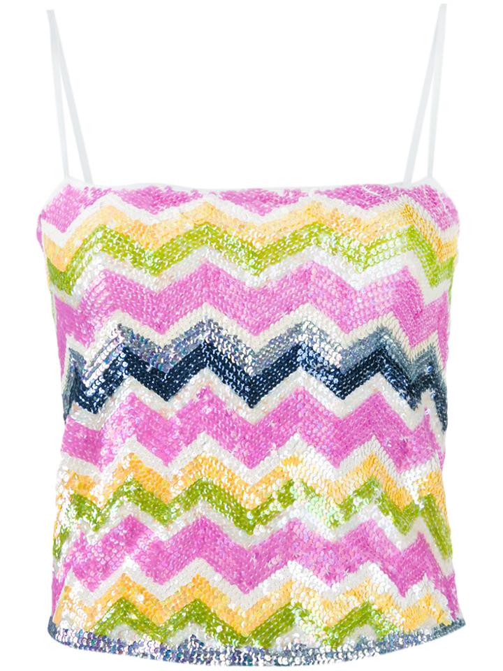 Missoni Vintage Zig Zag Sequinned Tank Top - White