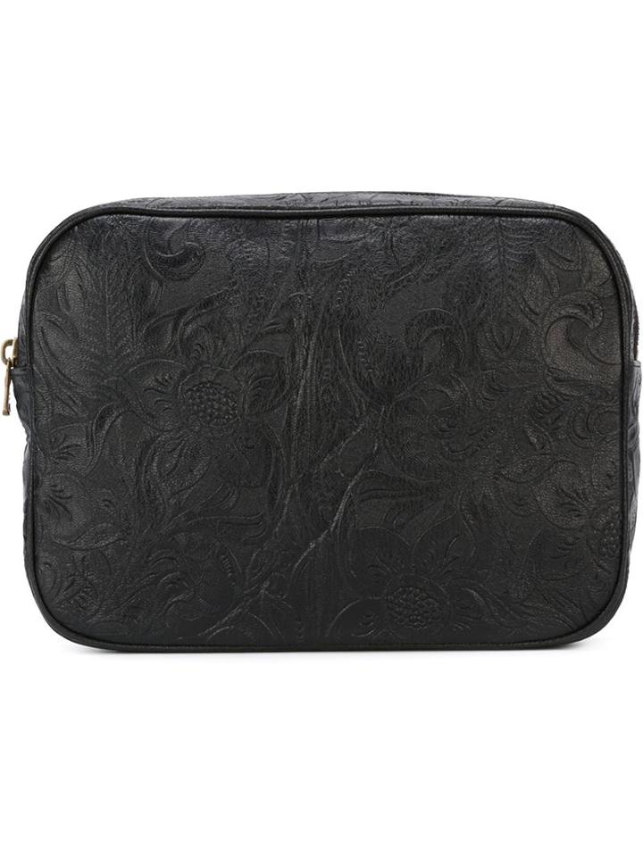 Tomas Maier Floral Embossed Zip Up Clutch Bag