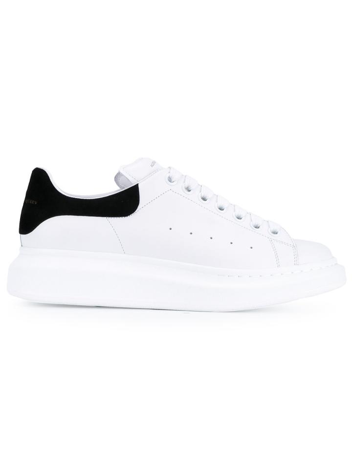 Alexander Mcqueen Leather Trainers With Black Suede Trim - White