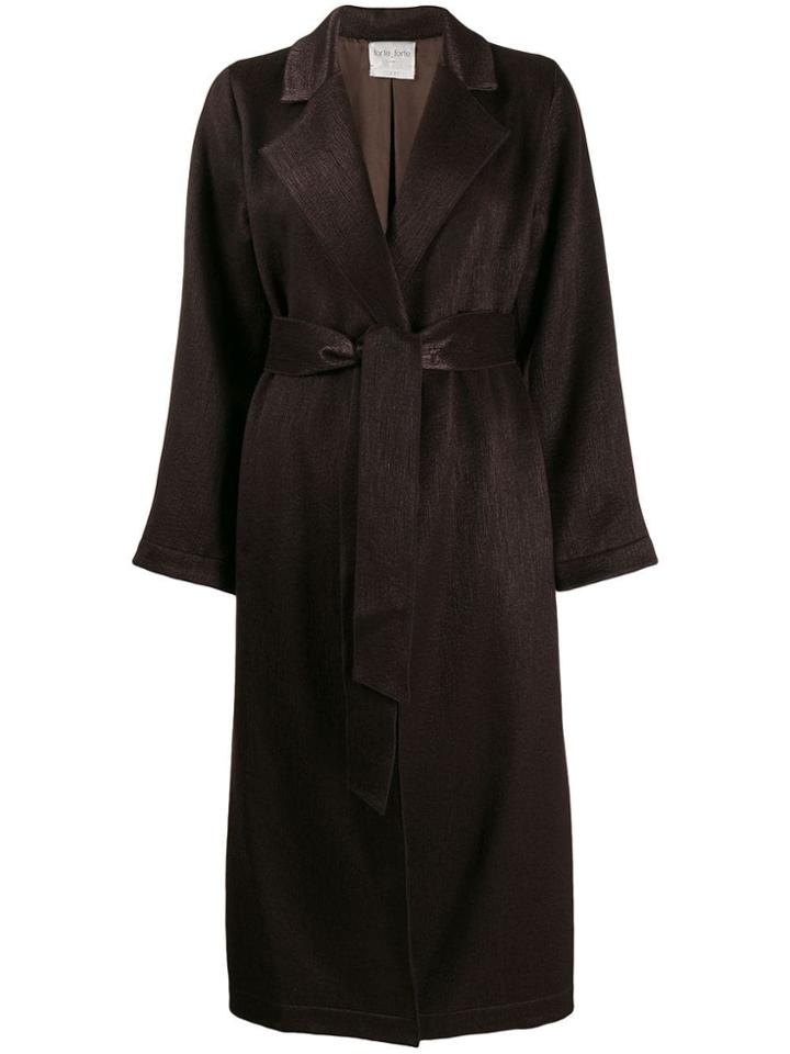 Forte Forte Belted Single Breasted Coat - Brown