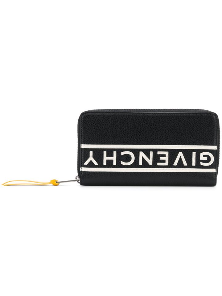 Givenchy Mirrored Logo Zip Around Wallet - Black