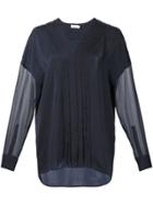 Vince Front Pleat Sheer Blouse - Black