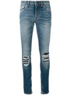 Saint Laurent Ripped Detail Jeans - Blue