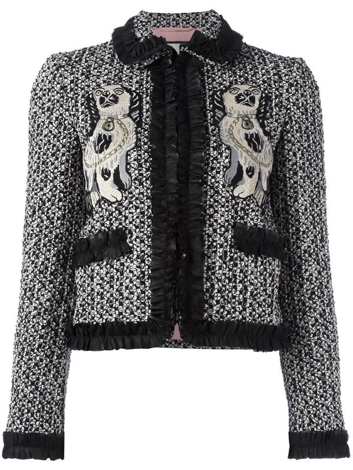 Gucci Dog Tweed Jacket, Women's, Size: 38, Black, Polyamide/cotton/acrylic/silk