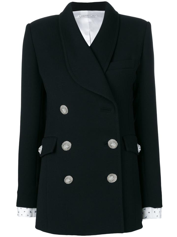 Alessandra Rich Crystal Embellished Button Jacket - Black