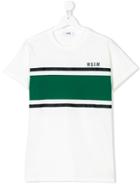 Msgm Kids Teen Block Stripe Logo T-shirt - White
