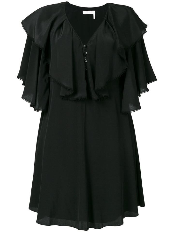 Chloé Ruffle Bib Dress - Black