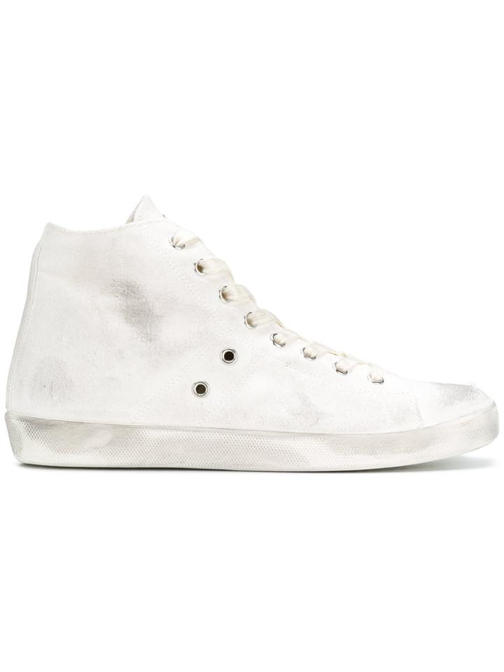 Leather Crown Warchive Hi-top Sneakers - White