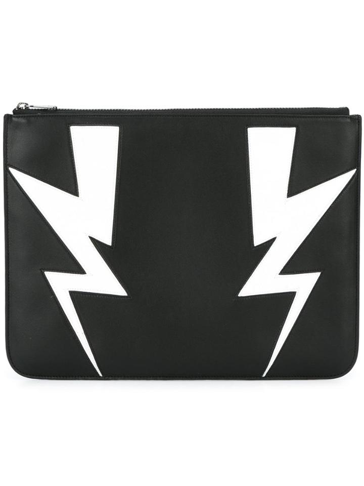 Neil Barrett Lightning Bolt Clutch - Black