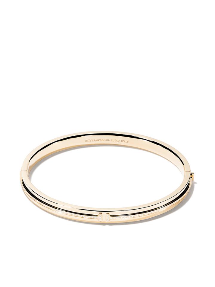Tiffany & Co 18kt Yellow Gold Tiffany T Two Hinged Diamond Bangle -