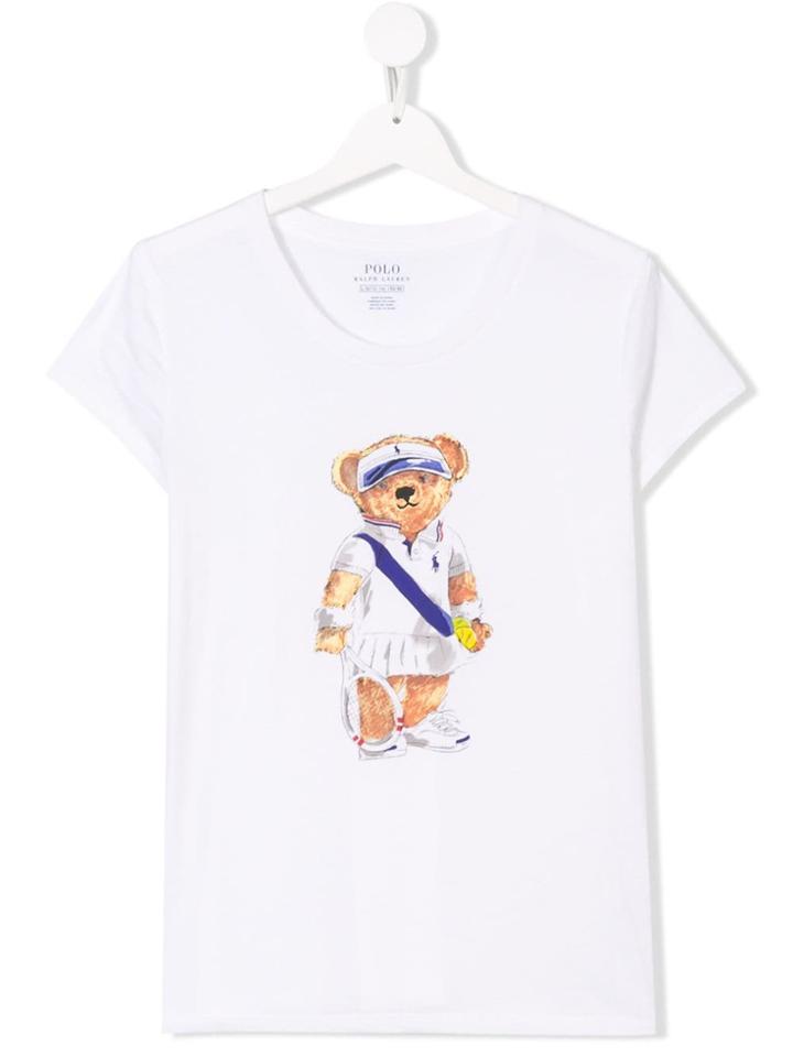 Ralph Lauren Kids Teen Tennis Bear Print T-shirt - White