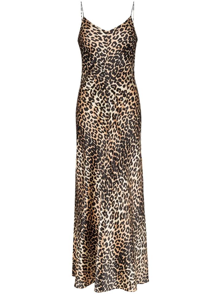 Ganni Blakely Leopard Print Sleeveless Maxi Dress - Brown