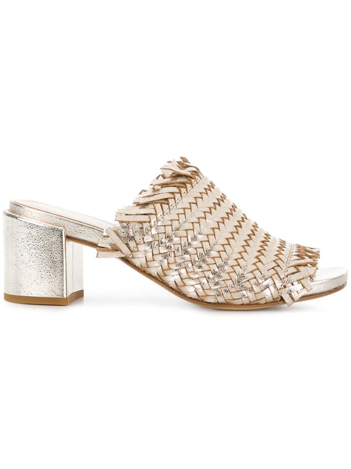 Strategia Metallic Woven Mules
