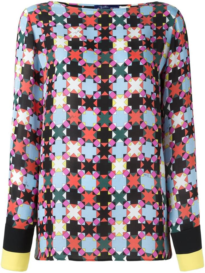 Emilio Pucci Geometric Print Top, Women's, Size: 42, Silk/viscose/spandex/elastane