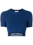 Paco Rabanne Cropped Elasticated Hem T-shirt - Blue