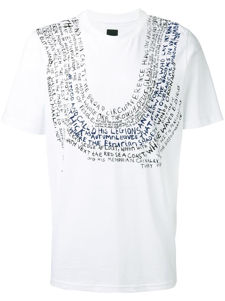 Oamc Text Print T-shirt, Men's, Size: Medium, White, Cotton