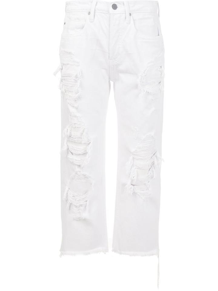 Alexander Wang Distressed Cropped Jeans, Women's, Size: 25, White, Cotton