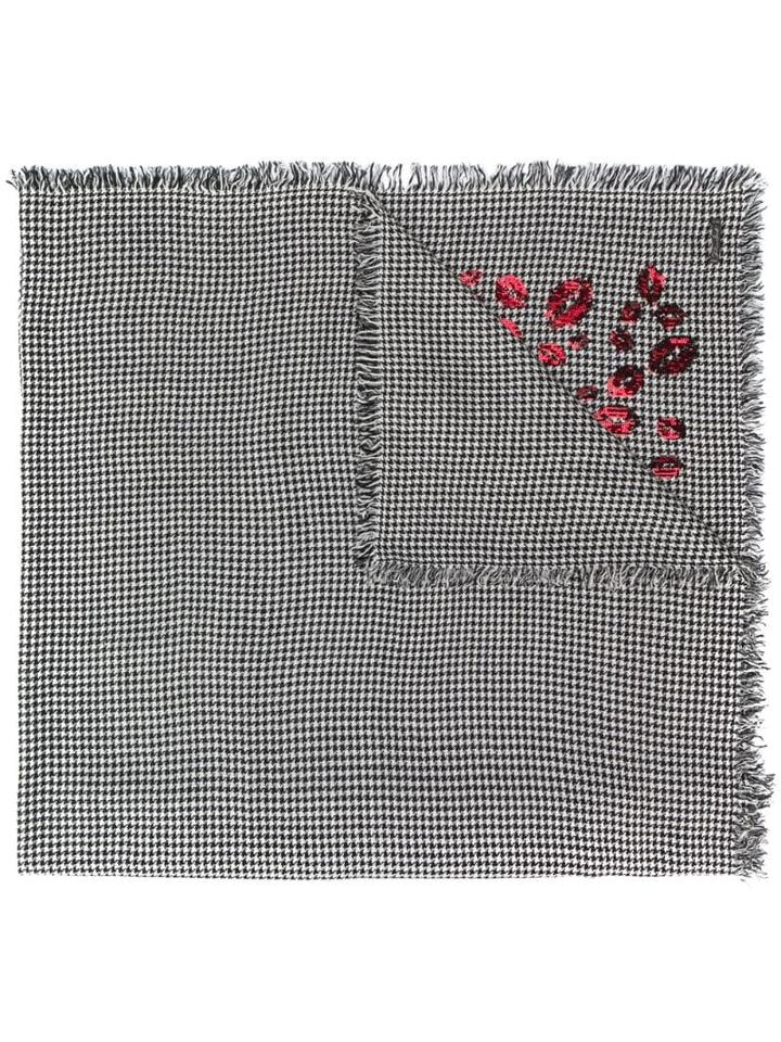 Faliero Sarti Besito Houndstooth Print Scarf - Black