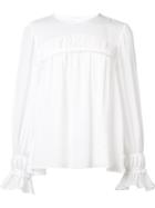 Cinq A Sept Gathered Front Blouse, Women's, Size: Medium, White, Silk/polyester