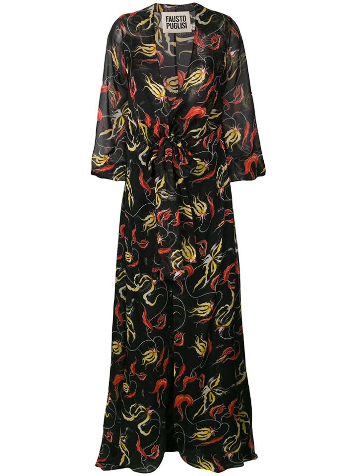 Fausto Puglisi V-neck Bow Tie Dress - Black