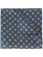 Simeone Napoli - Geometric Print Scarf - Men - Silk - One Size, Blue, Silk
