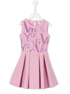 Young Versace Beaded Logo Pleated Dress, Girl's, Size: 10 Yrs, Pink/purple