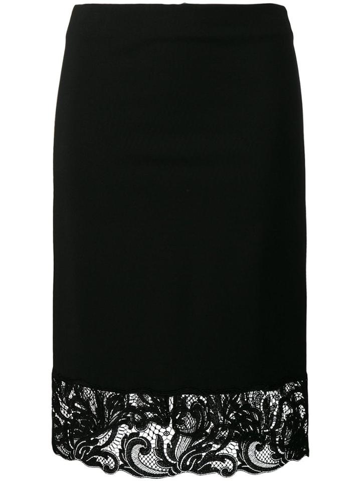 Versace Lace Trim Pencil Skirt - Black