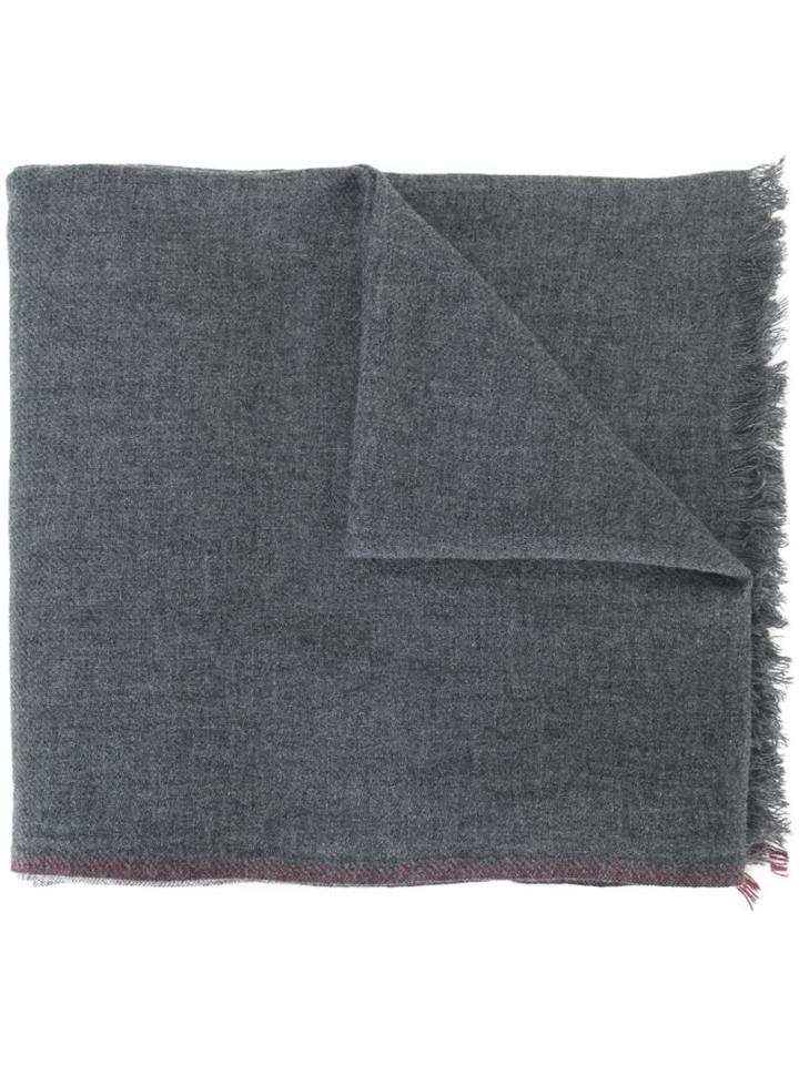 Brunello Cucinelli Cashmere Frayed Edge Scarf, Men's, Grey, Cashmere
