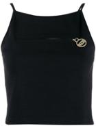 Gcds Front Zip Cropped Vest - Black