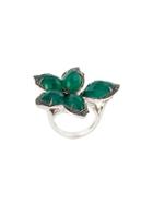 Stephen Webster Agate And Diamond Flower Ring, Women's, Size: 54, Green