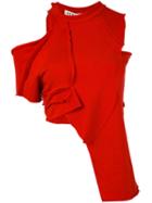 Ottolinger - Patchwork Asymmetric T-shirt - Women - Cotton - S, Red, Cotton
