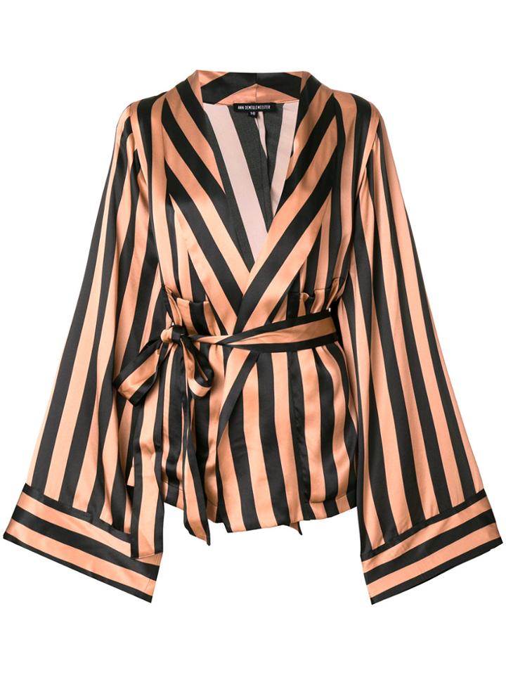 Ann Demeulemeester Belted Striped Jacket - Yellow & Orange