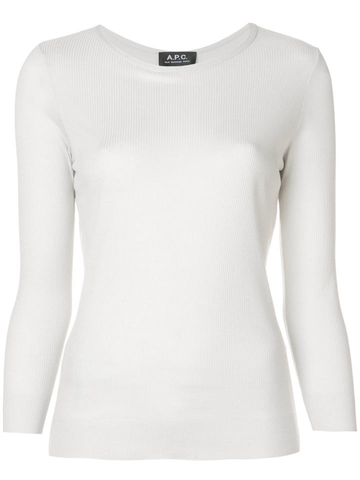 A.p.c. Ribbed Crew Neck Jumper - Grey