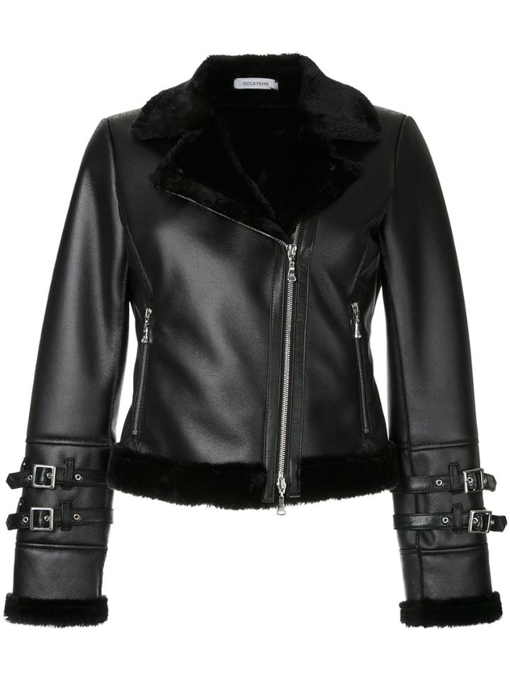 Guild Prime Cropped Faux Fur Lined Jacket - Black
