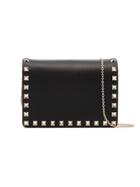 Valentino Valentino Garavani Black Rockstud Studded Leather Wallet On
