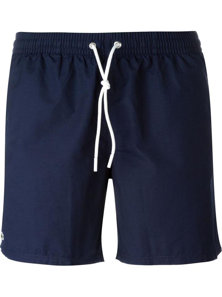 Lacoste Logo Detail Swim Shorts, Men's, Size: Xl, Blue, Cotton/polyamide
