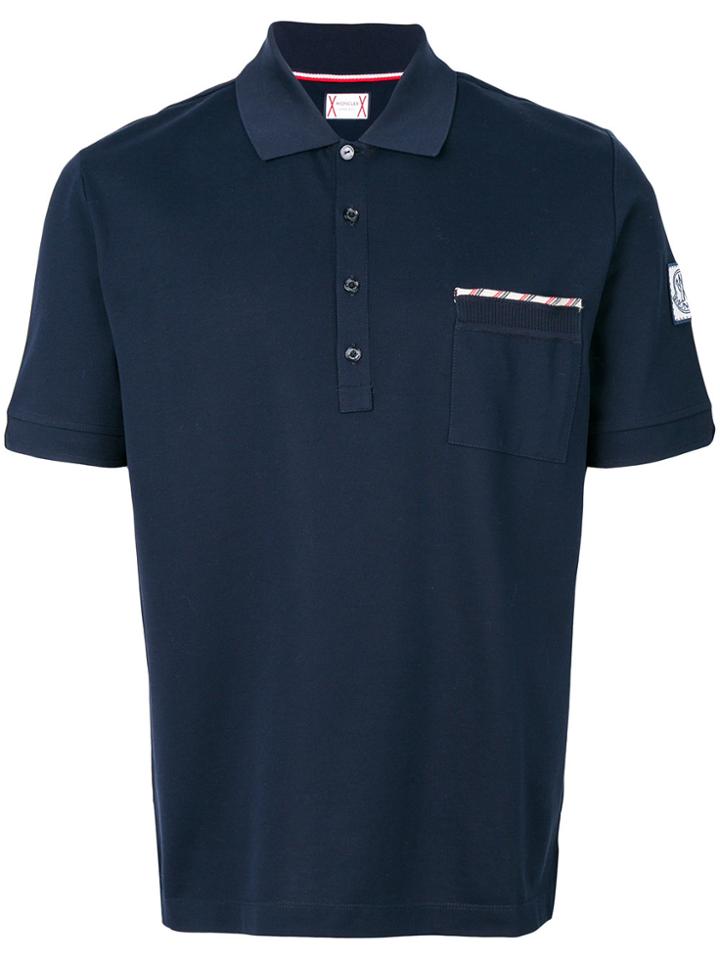 Moncler Gamme Bleu Logo Patch Polo Shirt - Blue