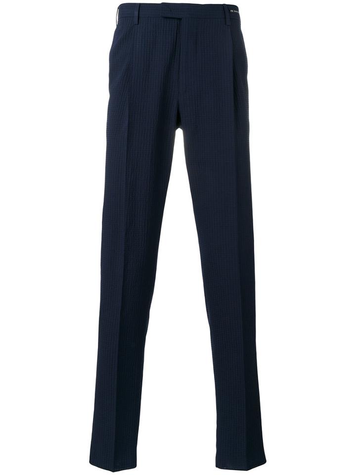 Pt01 Seersucker Trousers, Men's, Size: 50, Blue, Cotton/polyamide/spandex/elastane/virgin Wool