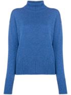 Lamberto Losani Ribbed Turtle Neck Sweater - Blue