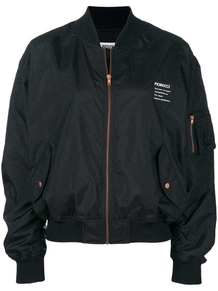 Fiorucci Back Print Logo Bomber Jacket - Black