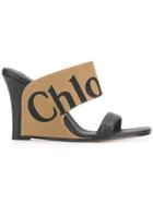 Chloé Logo Wedge Sandals - Neutrals