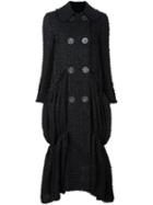 Simone Rocha Ruffle Hem Double Breasted Coat, Women's, Size: 8, Black, Acrylic/nylon/wool