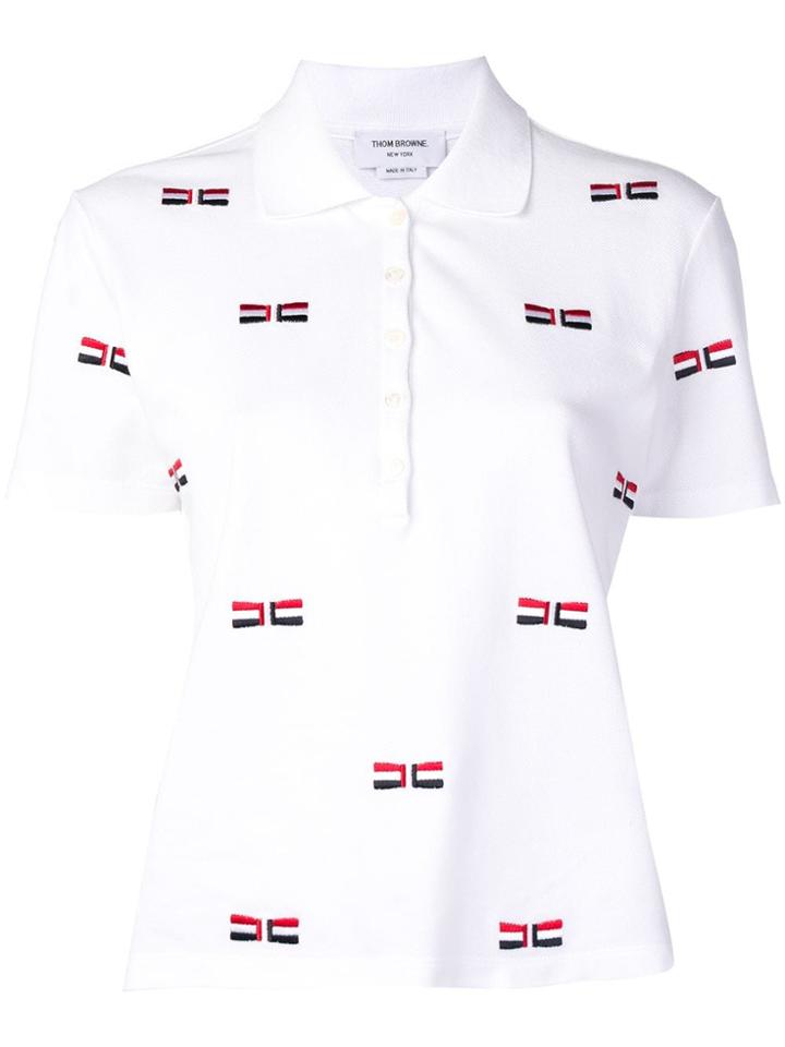 Thom Browne Bow Embroidery Relaxed Polo - White