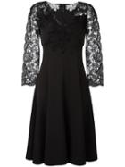 Ermanno Scervino Lace Sleeve Midi Dress, Women's, Size: 44, Black, Polyester/spandex/elastane