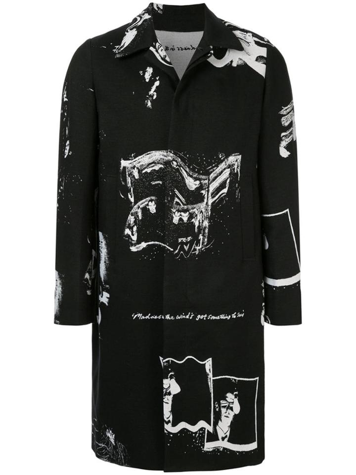 Undercover Stencil Print Single-breasted Coat - Black