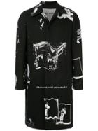 Undercover Stencil Print Single-breasted Coat - Black
